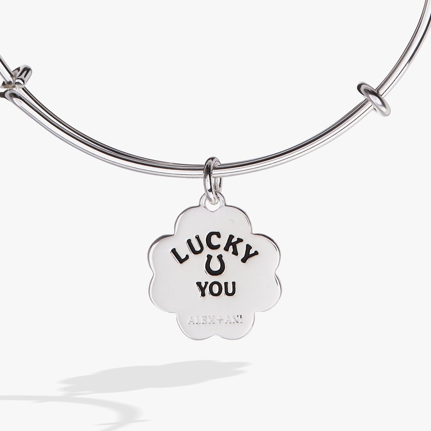 Four-Leaf Clover Charm Bangle Gold