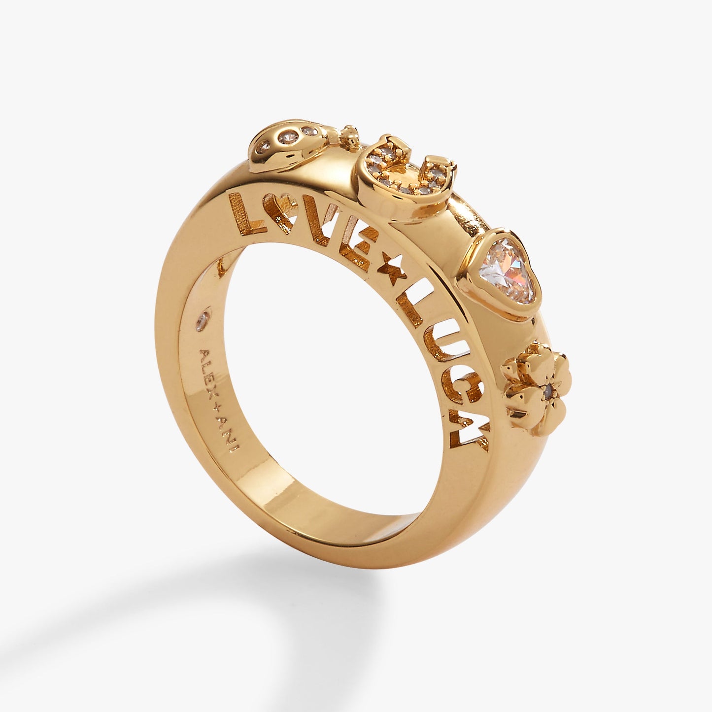 Love and Luck Open Domed Ring Gold