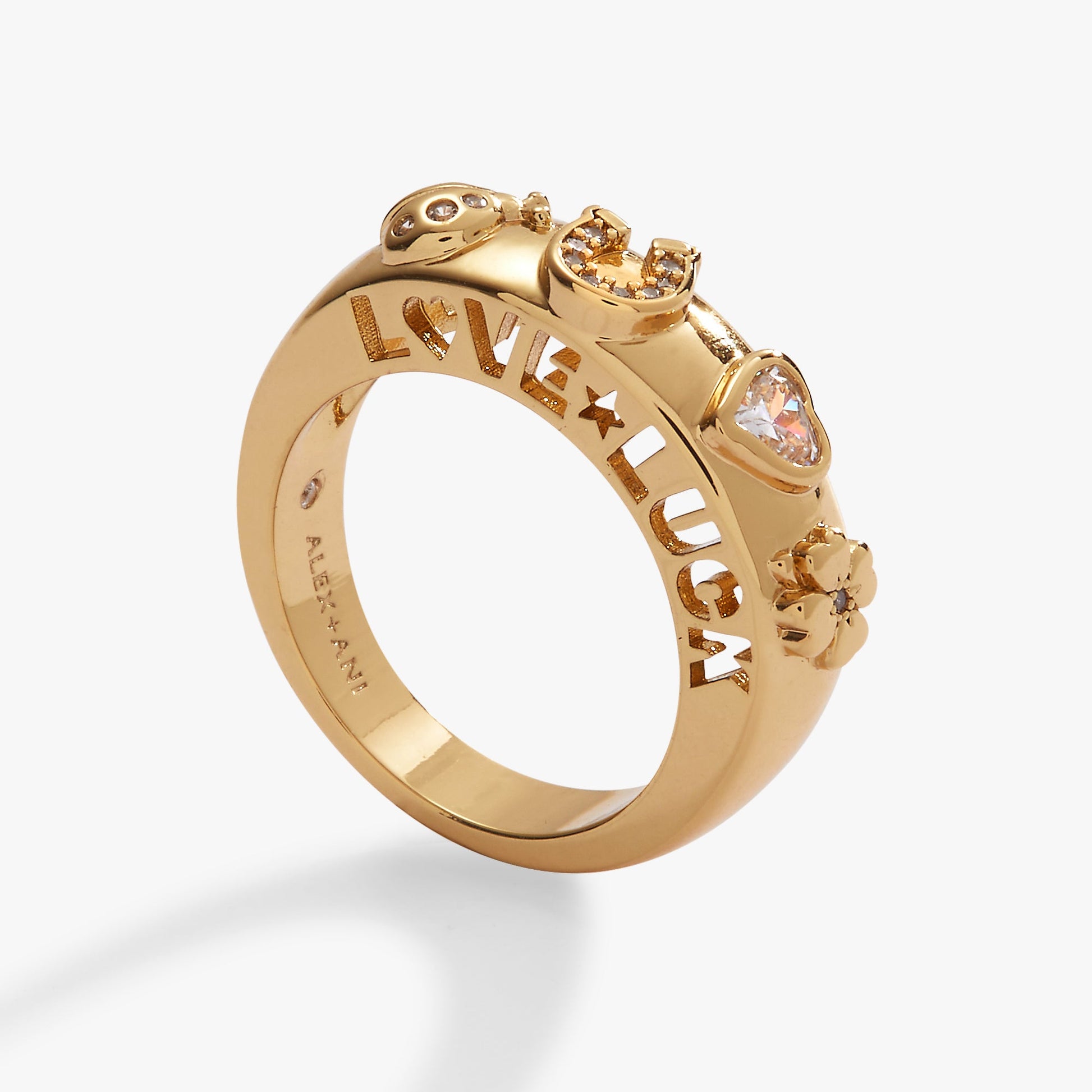 Love and Luck Open Domed Ring Gold