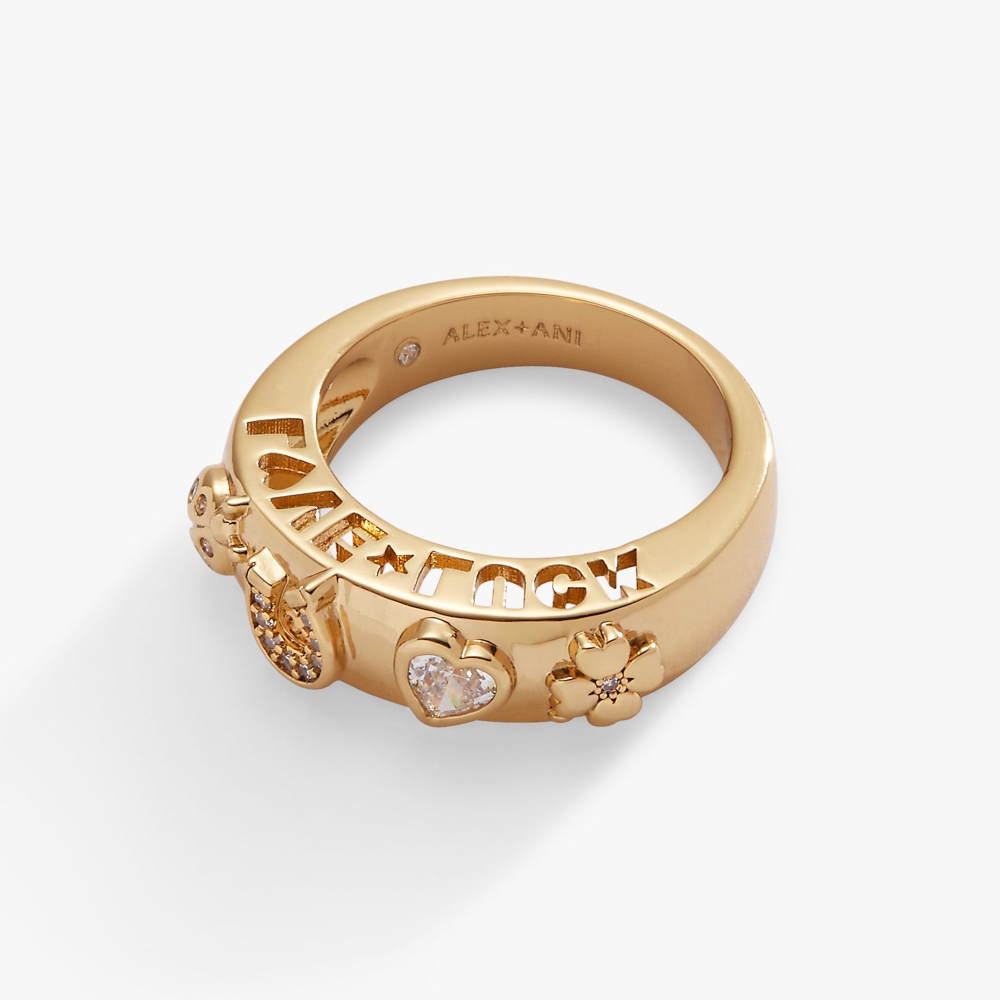 Love and Luck Open Domed Ring Gold