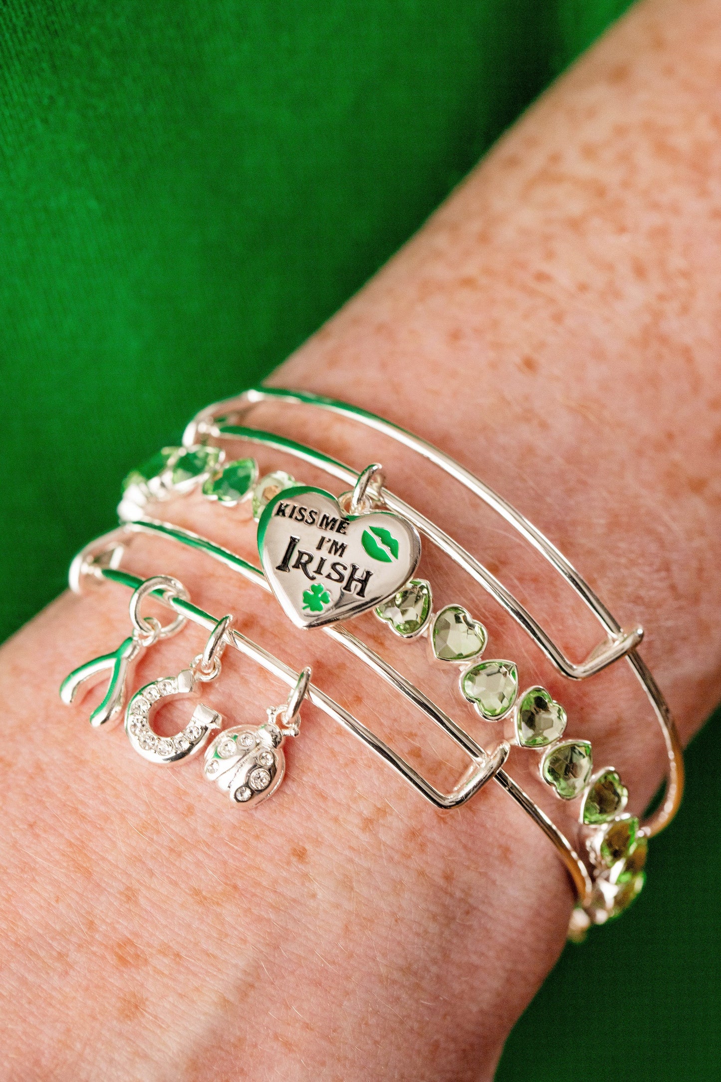 Love and Luck Multi-Charm Bangle Gold