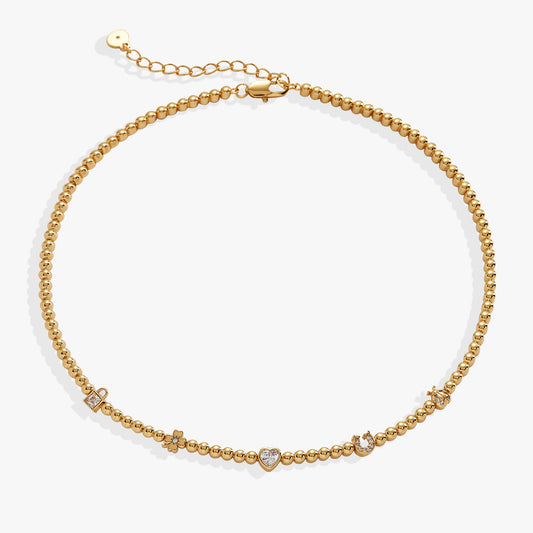 Love and Luck Tennis Necklace Gold