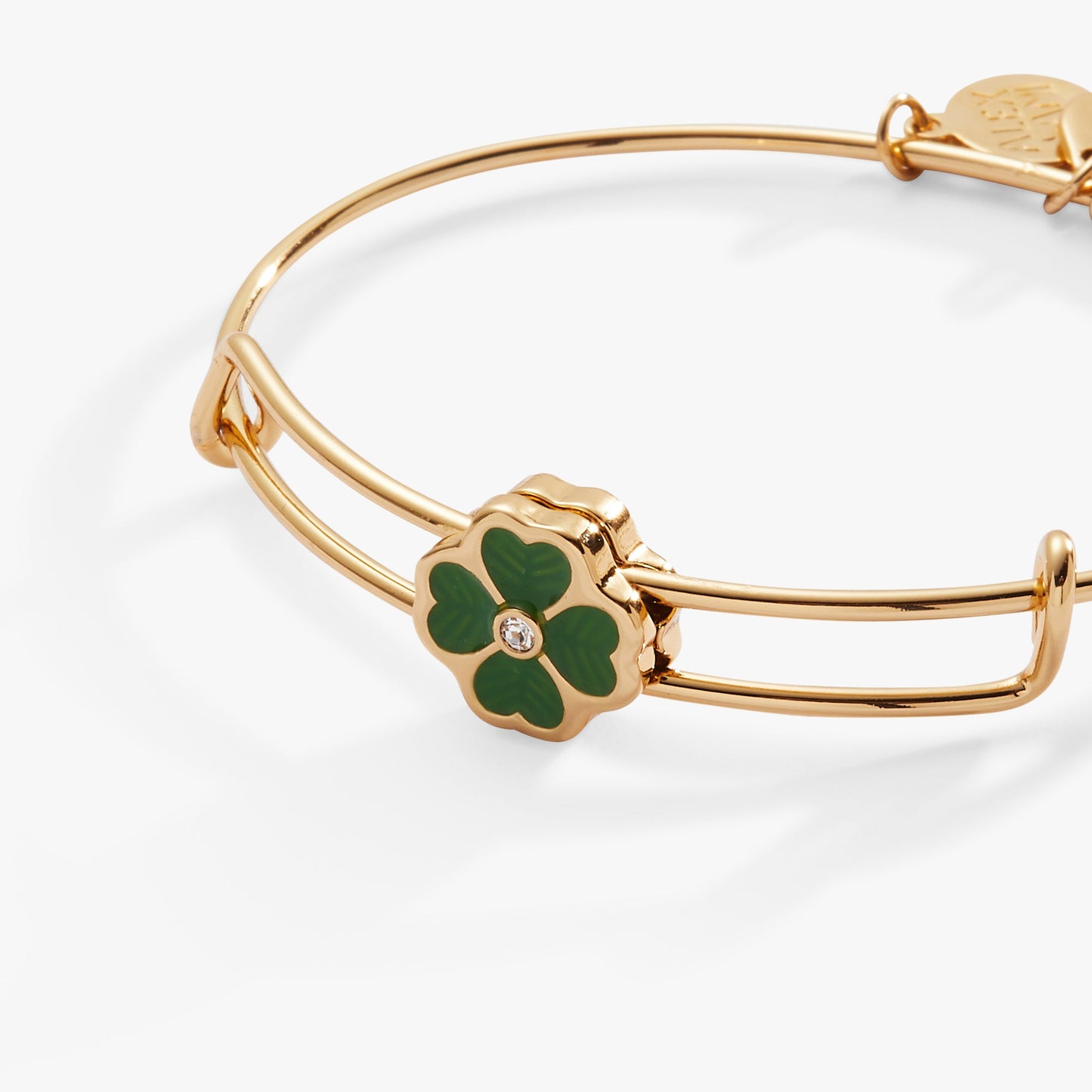 Four-Leaf Clover Slider Charm Bangle Gold
