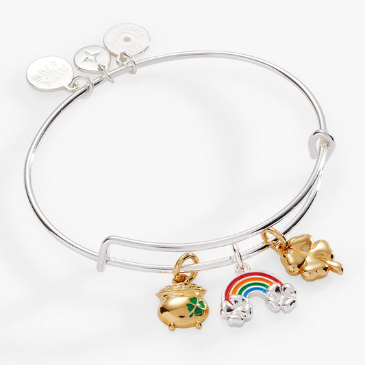 St. Patrick’s Day End of the Rainbow Multi-Charm Bangle Two Tone