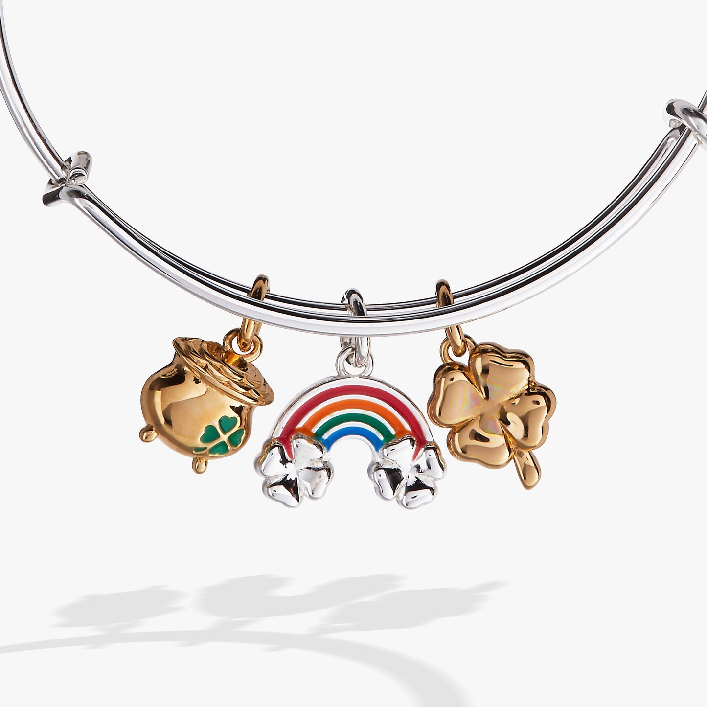 St. Patrick’s Day End of the Rainbow Multi-Charm Bangle Two Tone