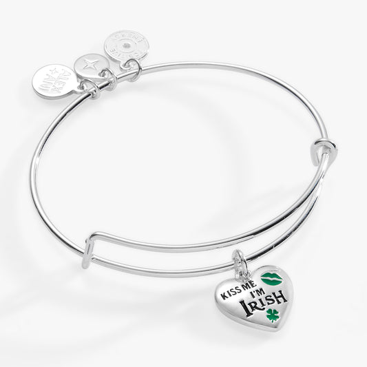 “Kiss Me I’m Irish” Charm Bangle Silver