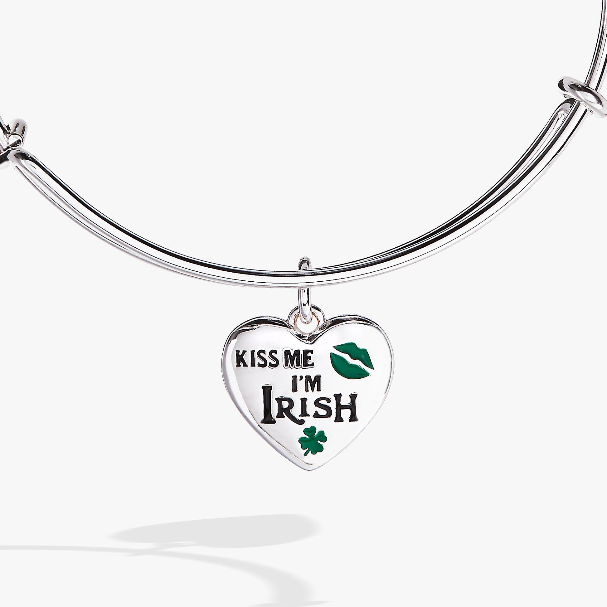 “Kiss Me I’m Irish” Charm Bangle Silver