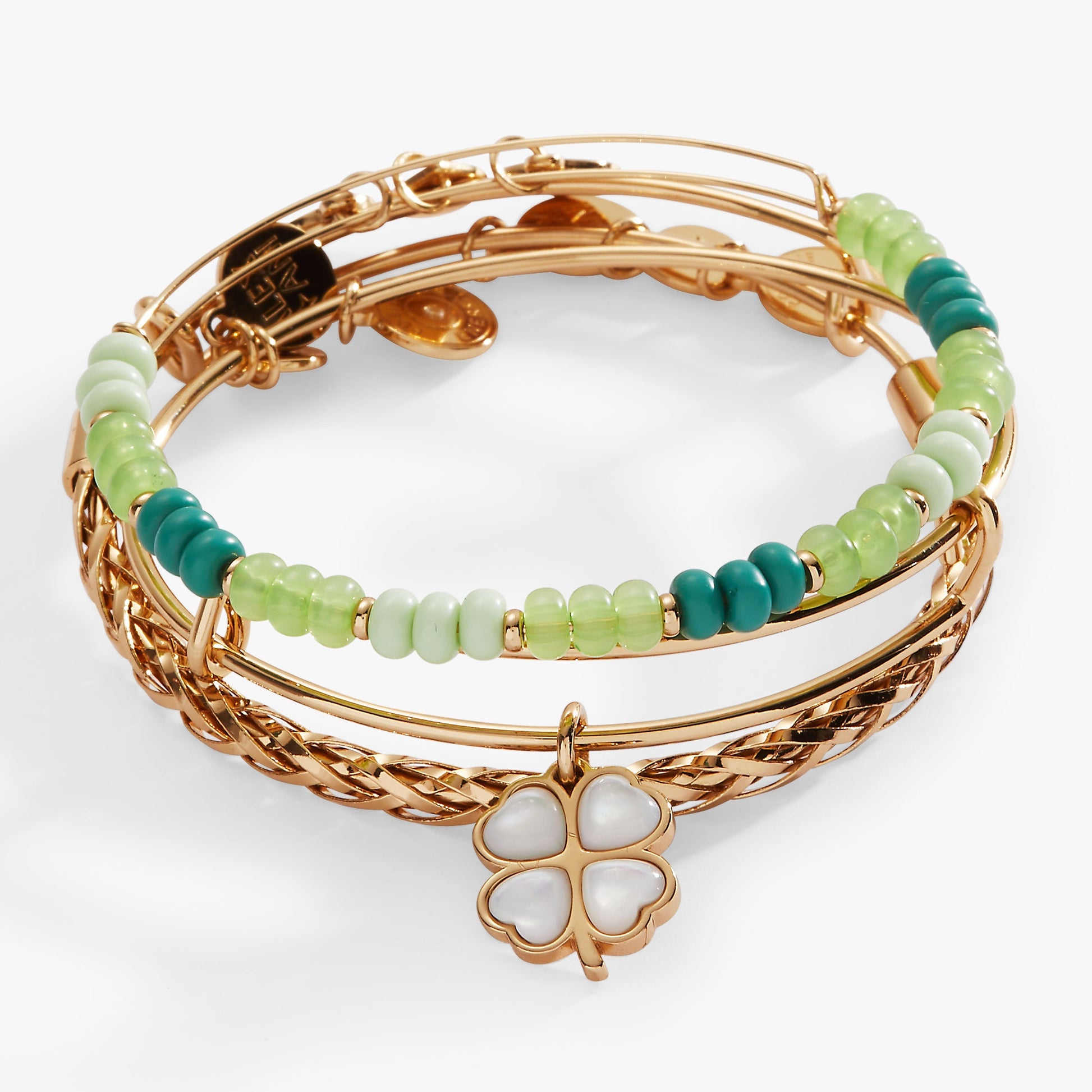 St. Patrick’s Day Set of 3 Charm Bangles Gold