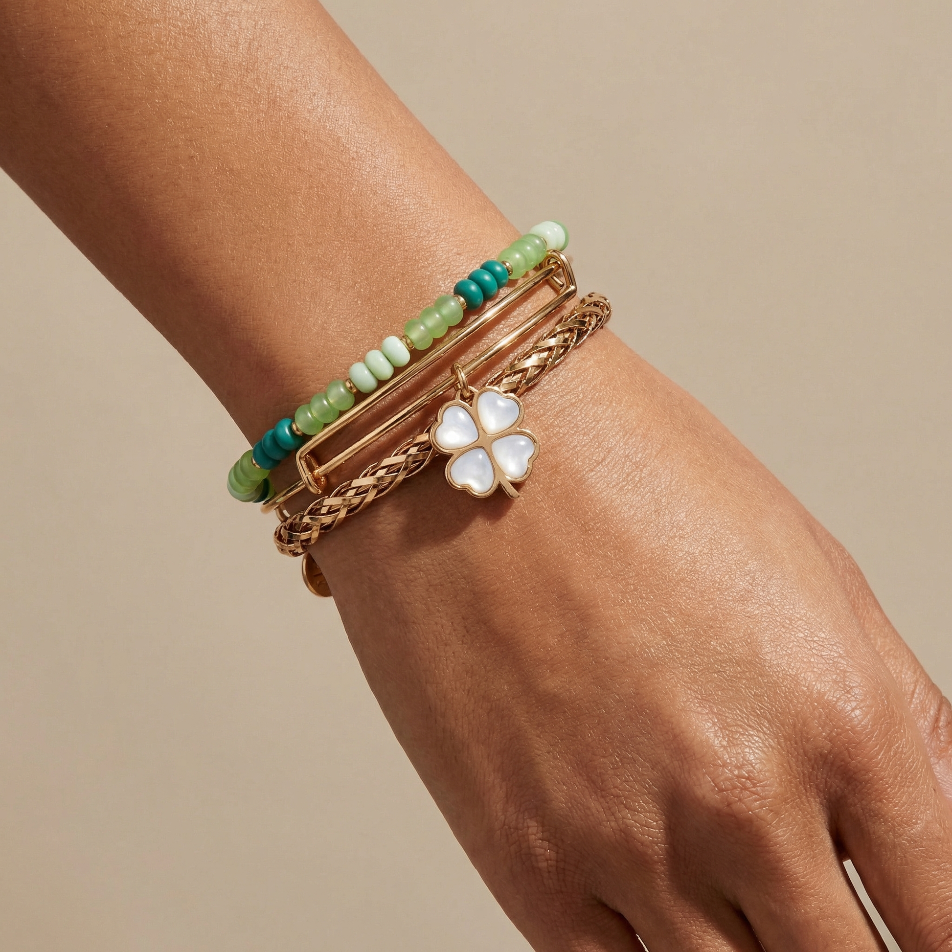 St. Patrick’s Day Set of 3 Charm Bangles Gold