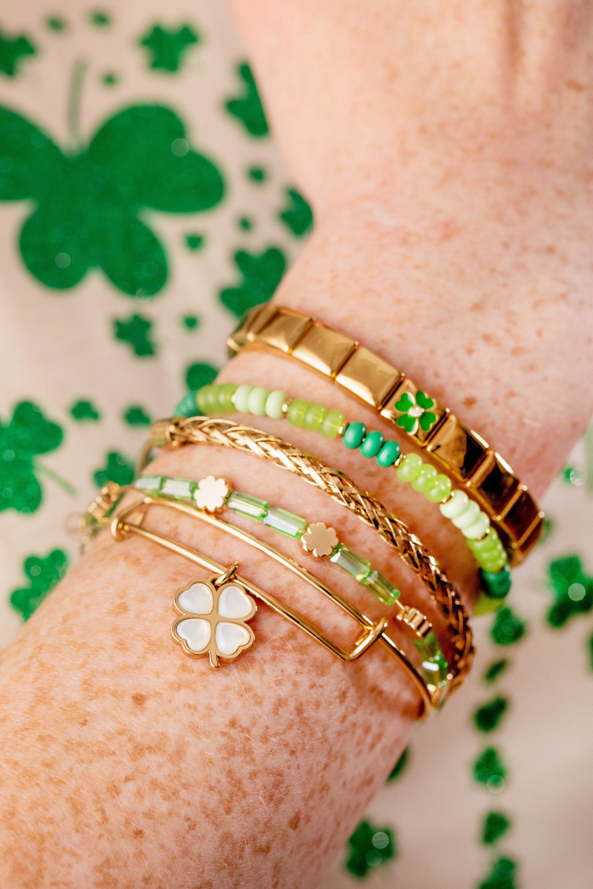St. Patrick’s Day Set of 3 Charm Bangles Gold