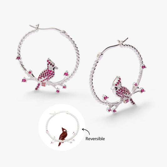 Cardinal Hoop Earrings Silver
