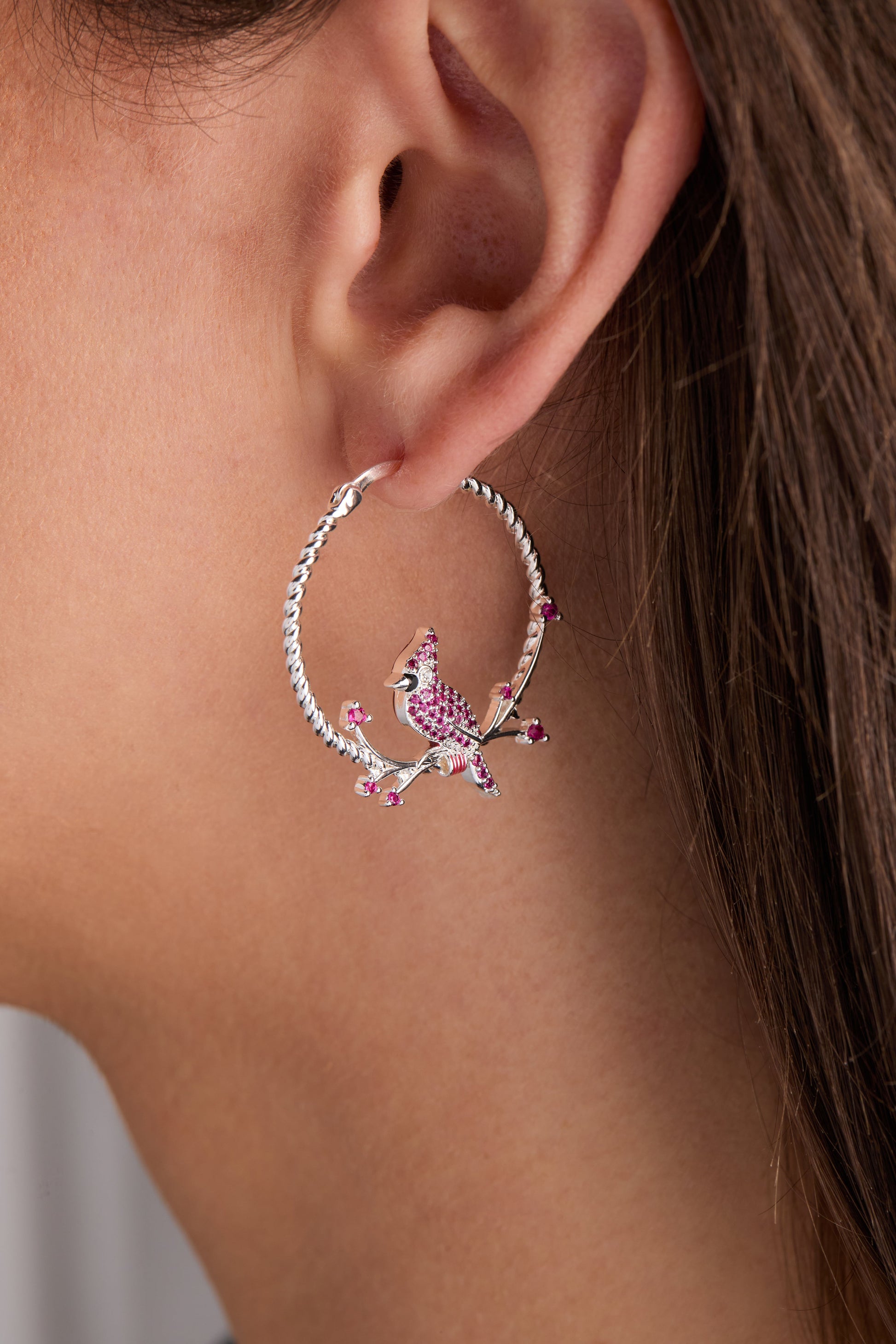 Cardinal Hoop Earrings Silver