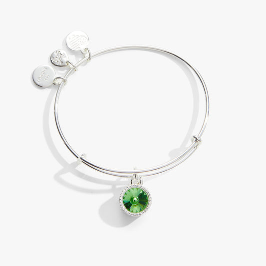 Peridot August Birthstone Charm Bangle Silver