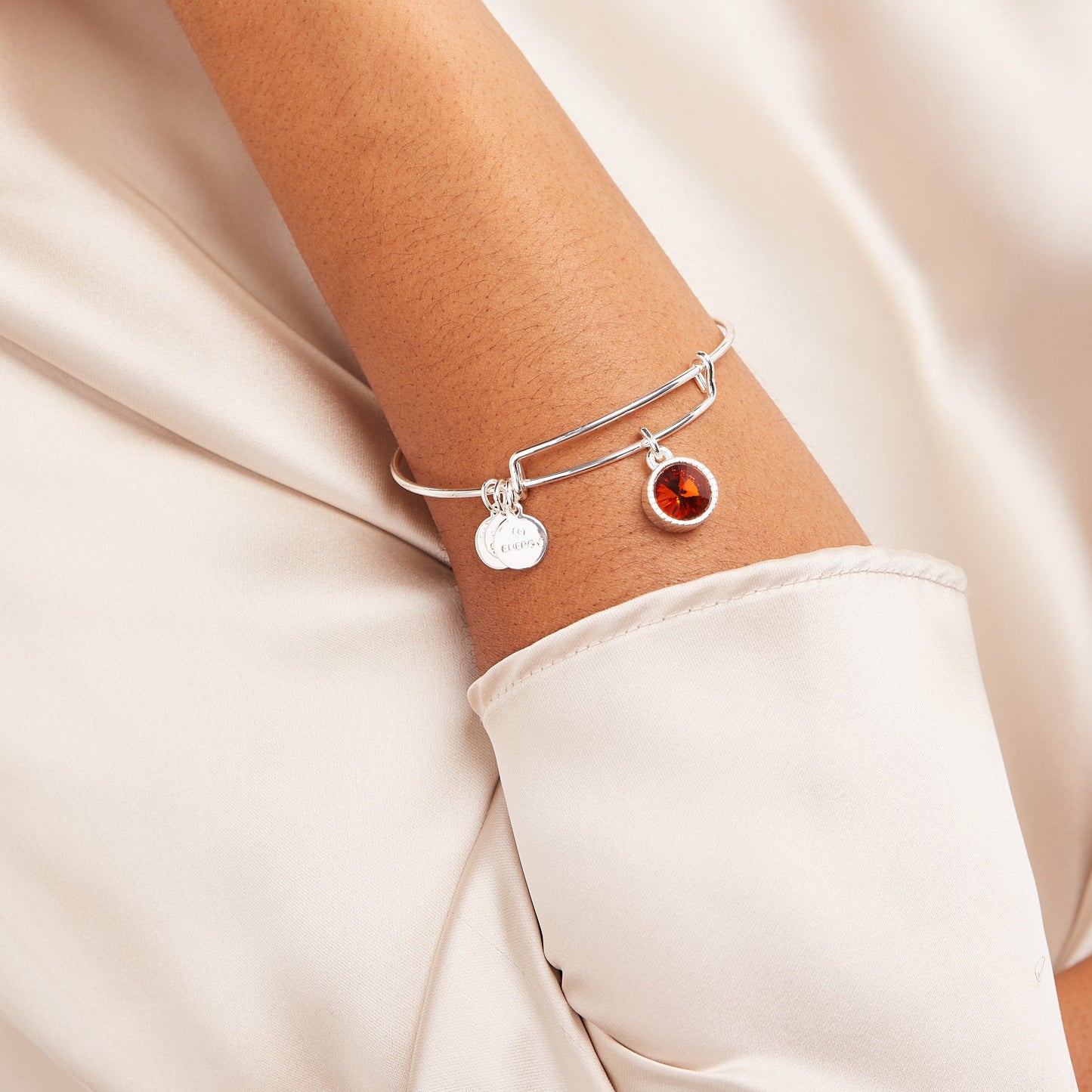 Topaz November Birthstone Charm Bangle Gold