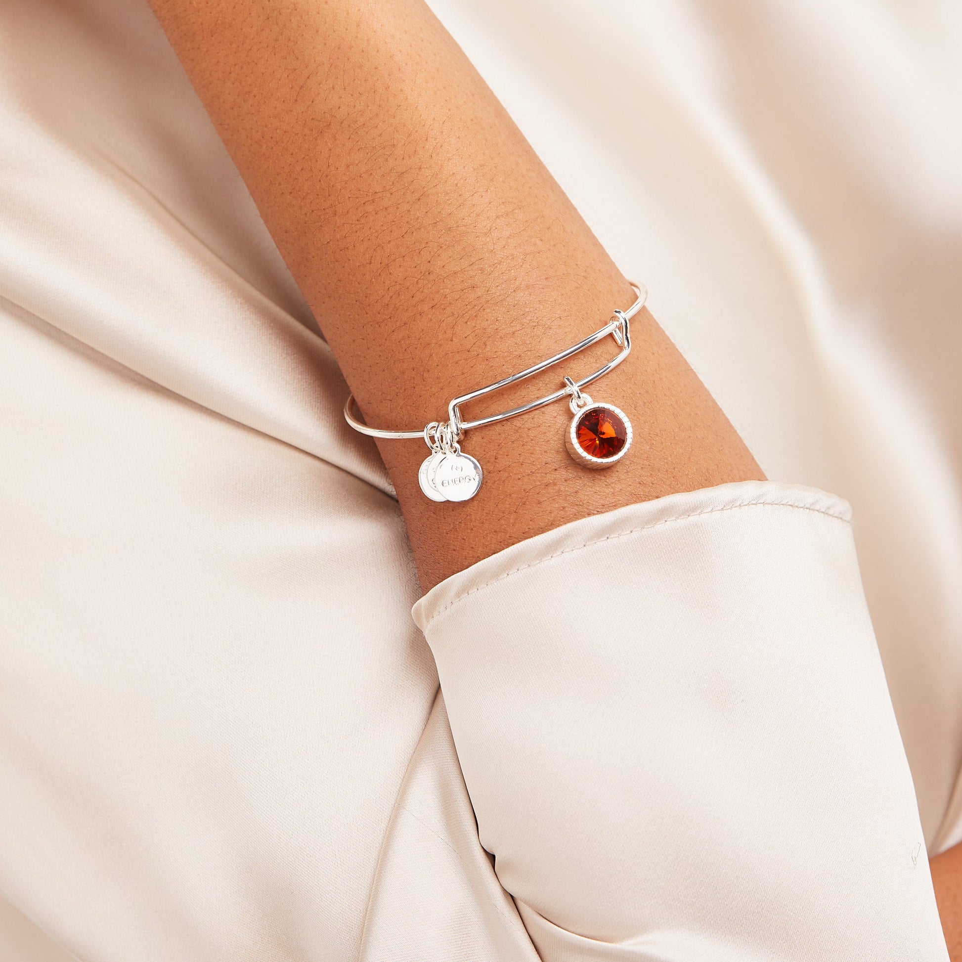 Topaz November Birthstone Charm Bangle Gold