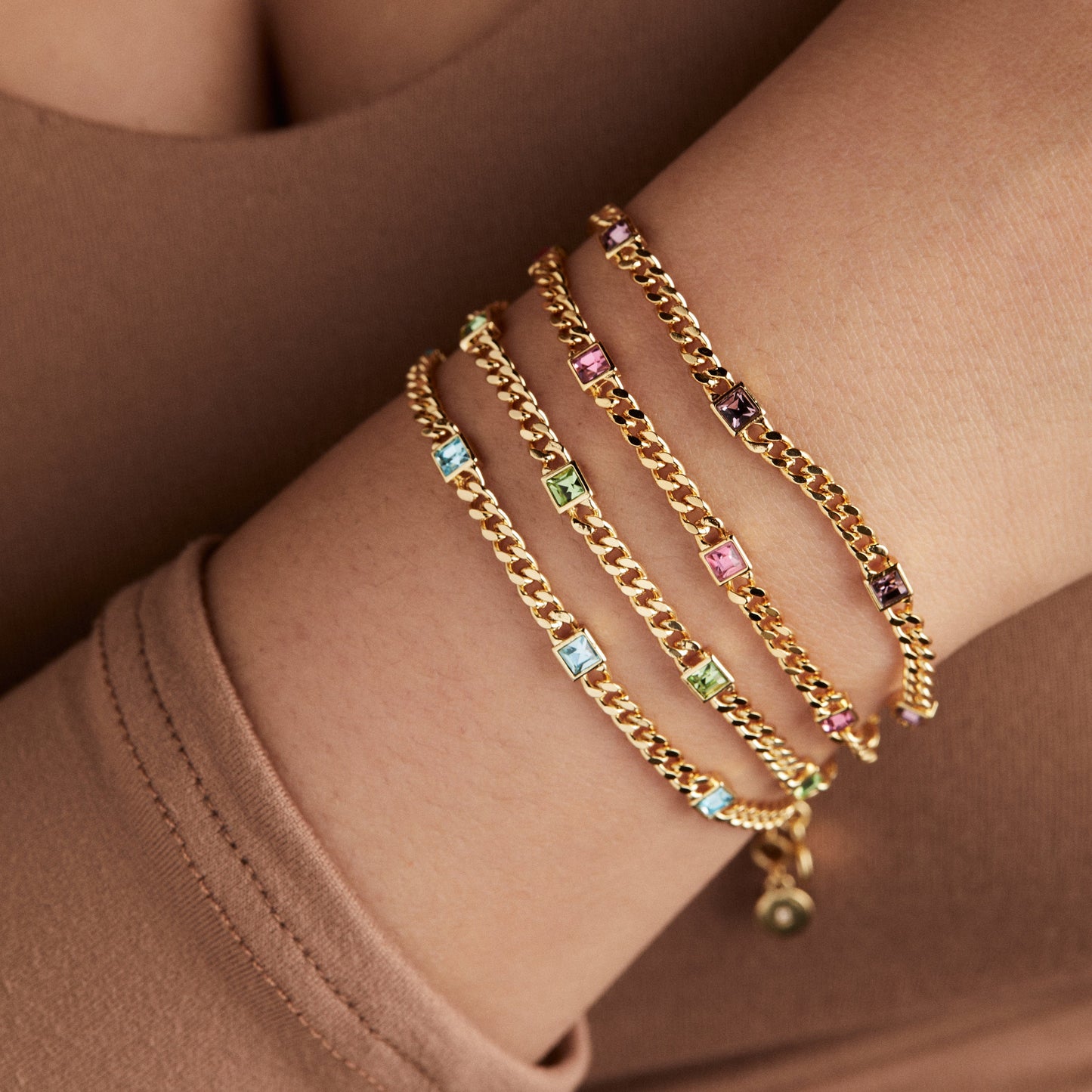 Peridot Curb Chain Bracelet, August Birthstone Silver