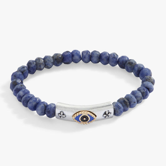 Antique Evil Eye Stretch Bracelet Two Tone