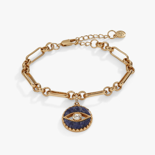 Sodalite Evil Eye Chain Bracelet Gold