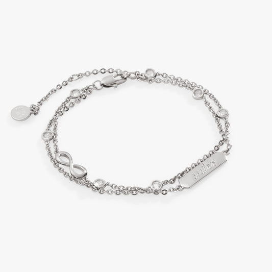Sister Infinity Chain Double Strand Bracelet Silver