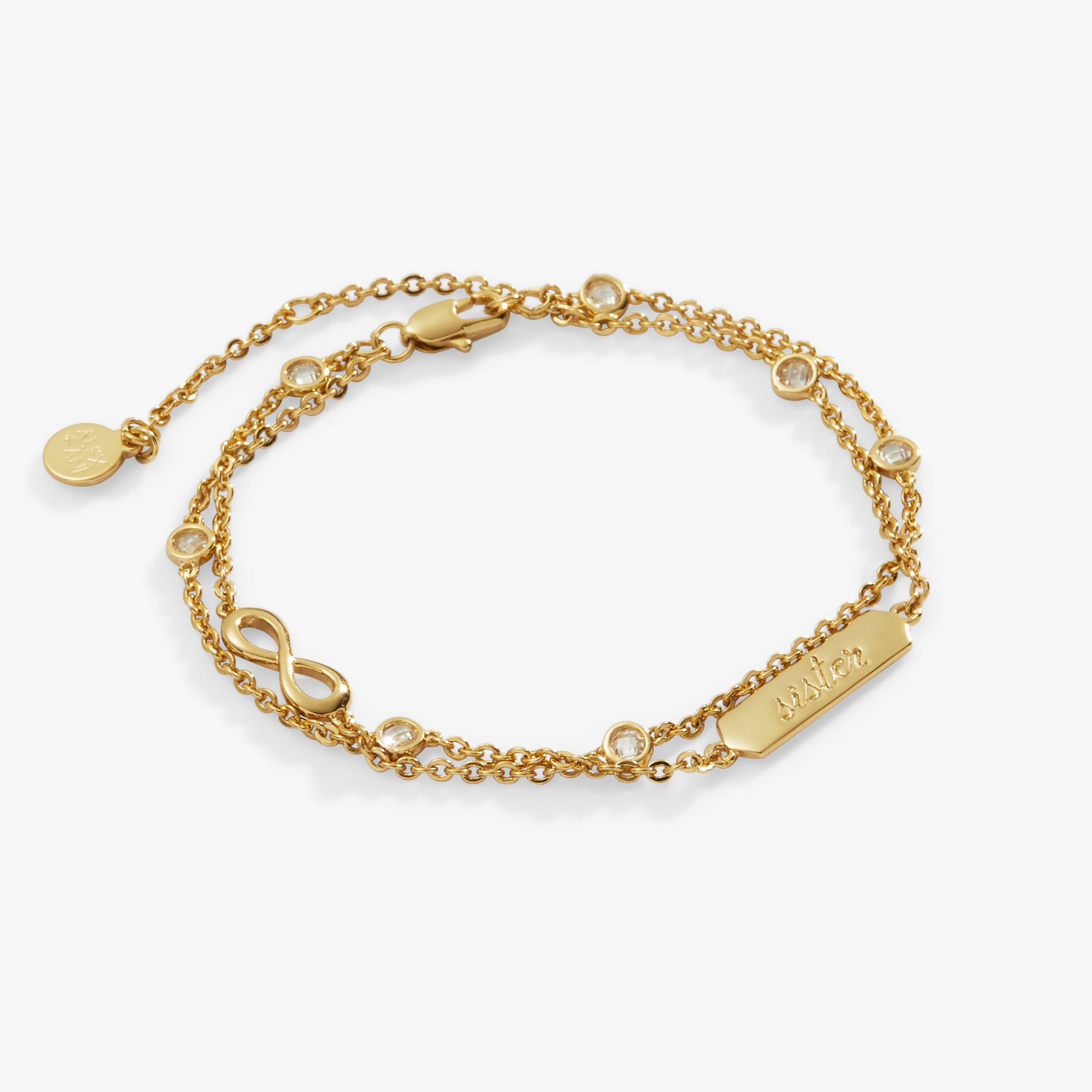 Sister Infinity Chain Double Strand Bracelet Silver