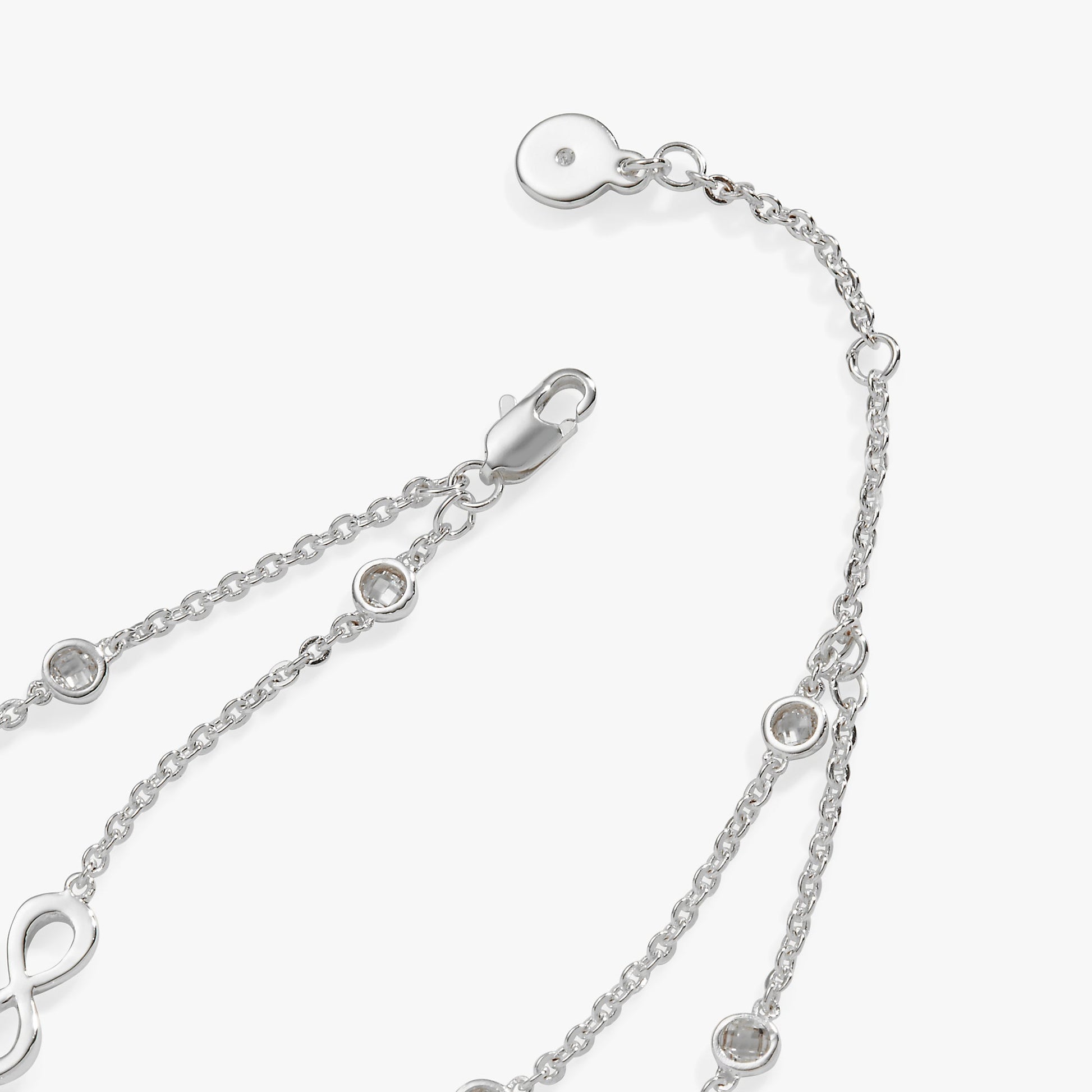 Sister Infinity Chain Double Strand Bracelet Silver