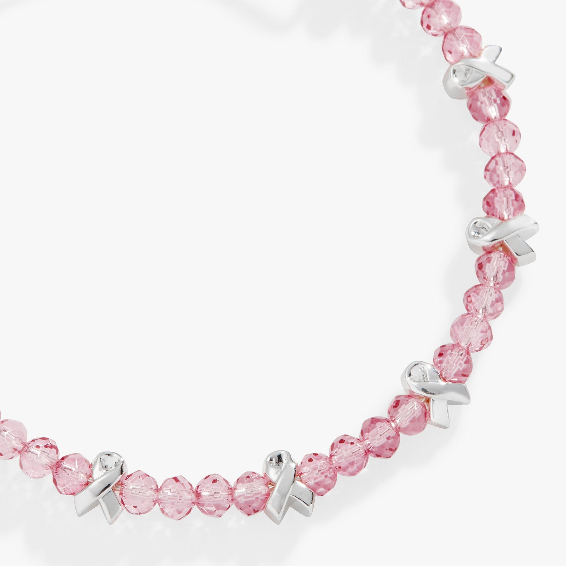 Breast Cancer Awareness Pink Ribbon Bangle Silver