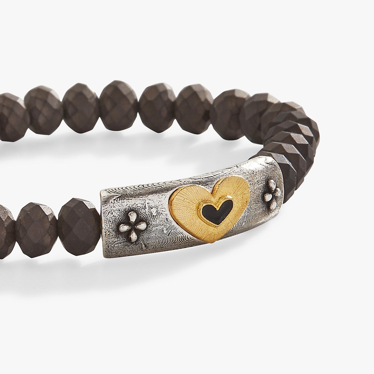 Antique Heart Stretch Bracelet Two Tone