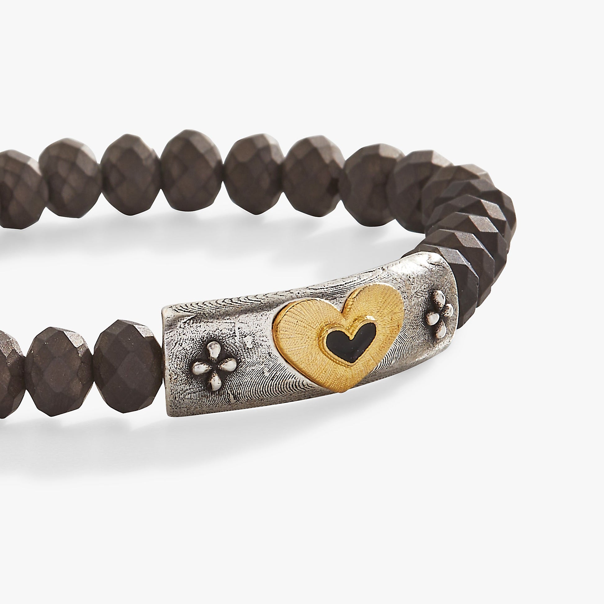 Antique Heart Stretch Bracelet Two Tone