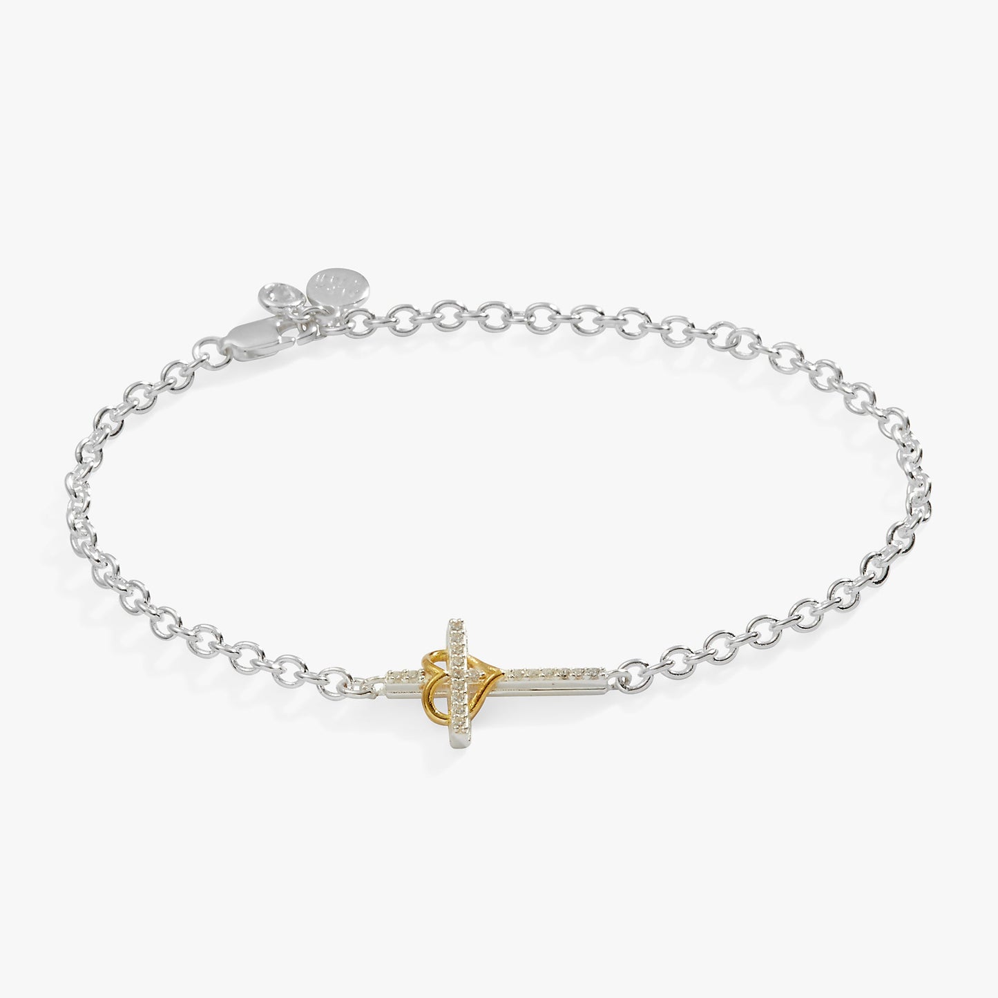 Sterling Silver Cross and Heart Bracelet – Meaningful Occasion Gift Two Tone - Sterling Silver