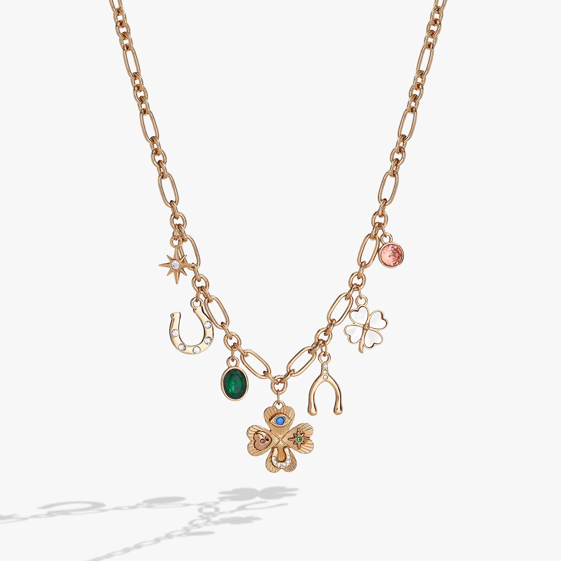 Lucky Four Lear Clover Charm Necklace Gold