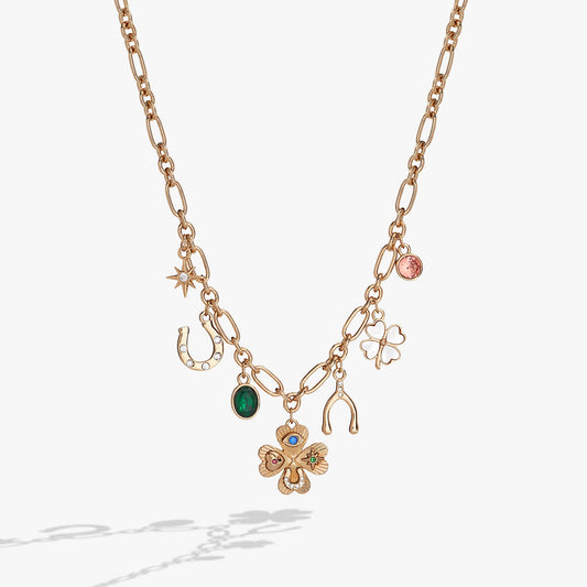 Lucky Four Lear Clover Charm Necklace Gold