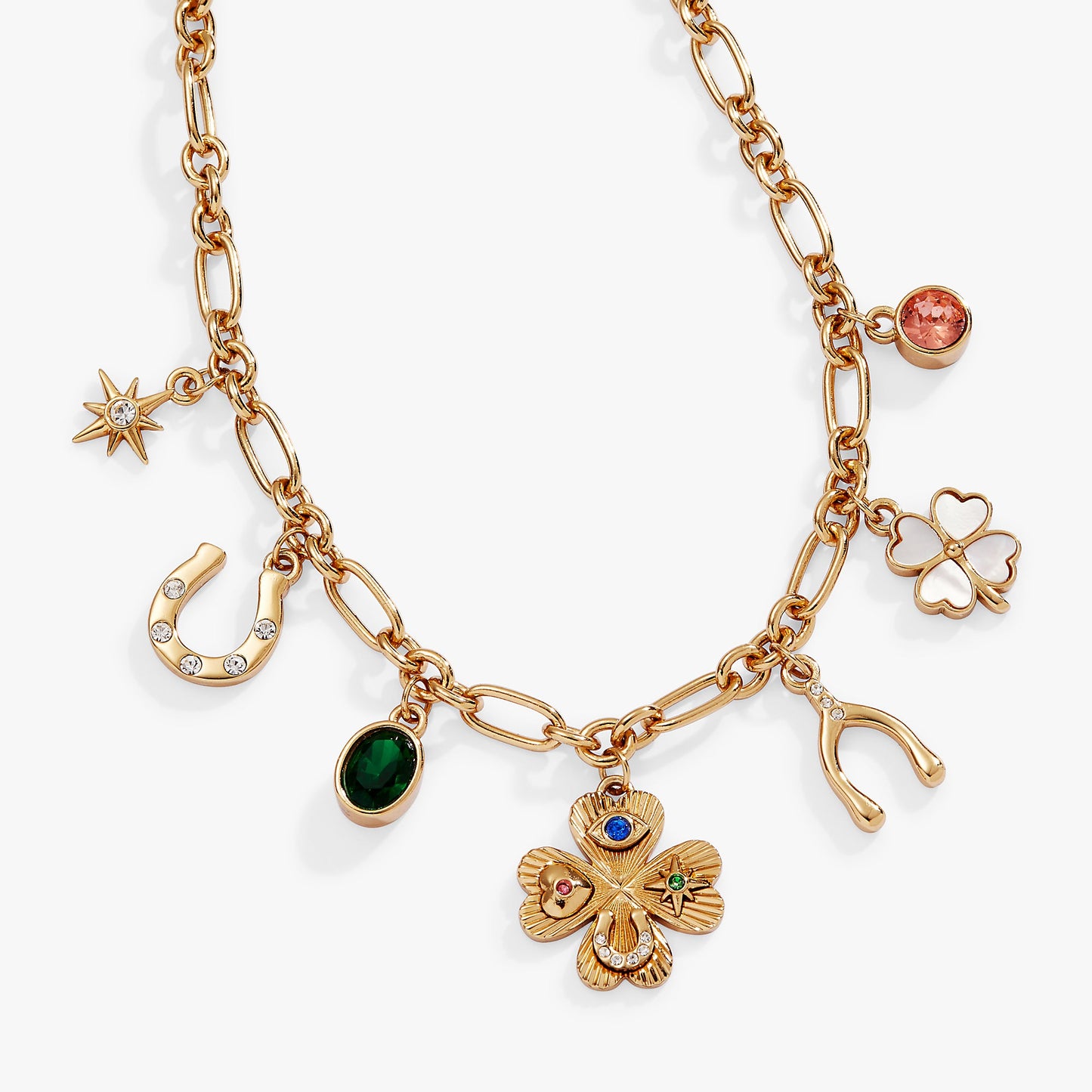 Lucky Four Lear Clover Charm Necklace Gold