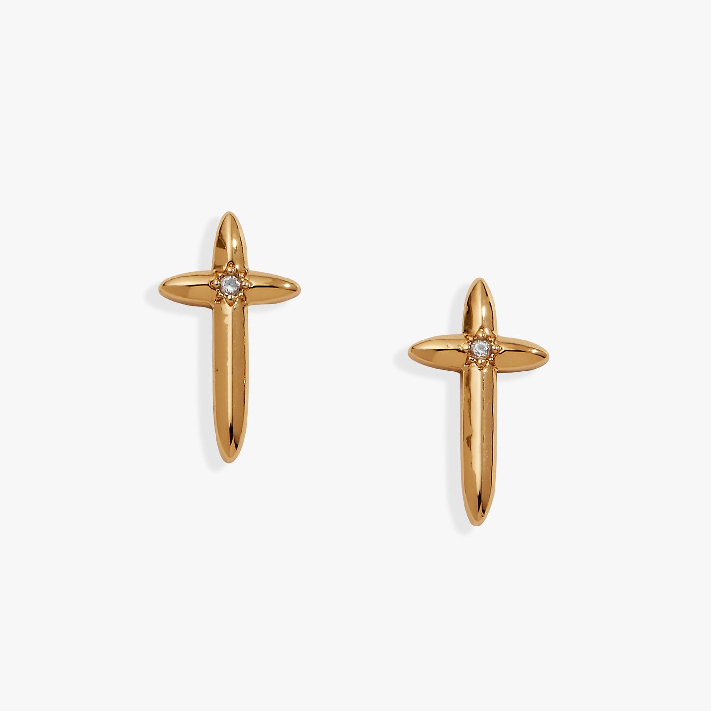 4:13 Cross Stud Earrings Gold