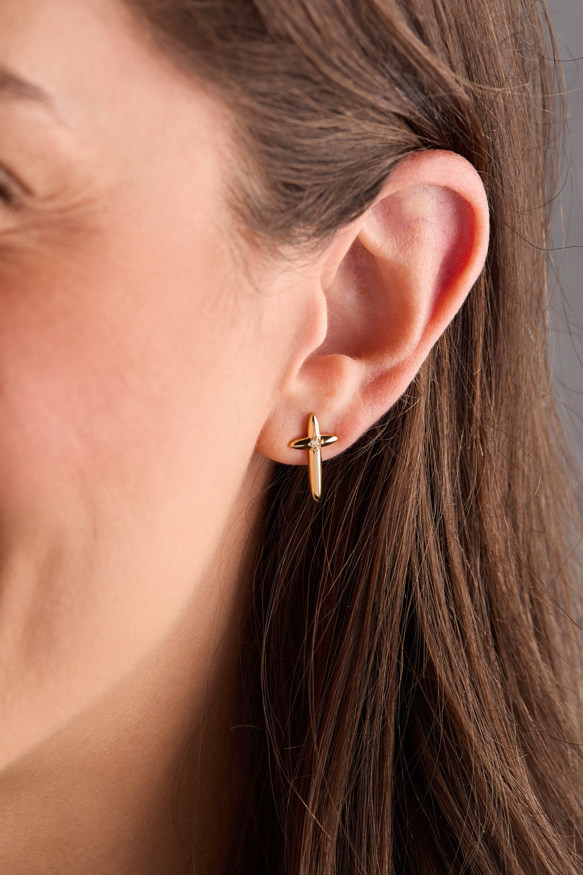 4:13 Cross Stud Earrings Gold
