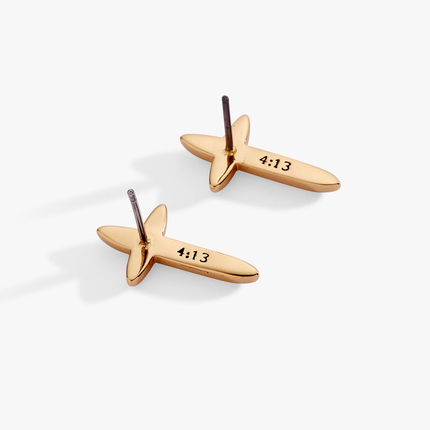 4:13 Cross Stud Earrings Gold