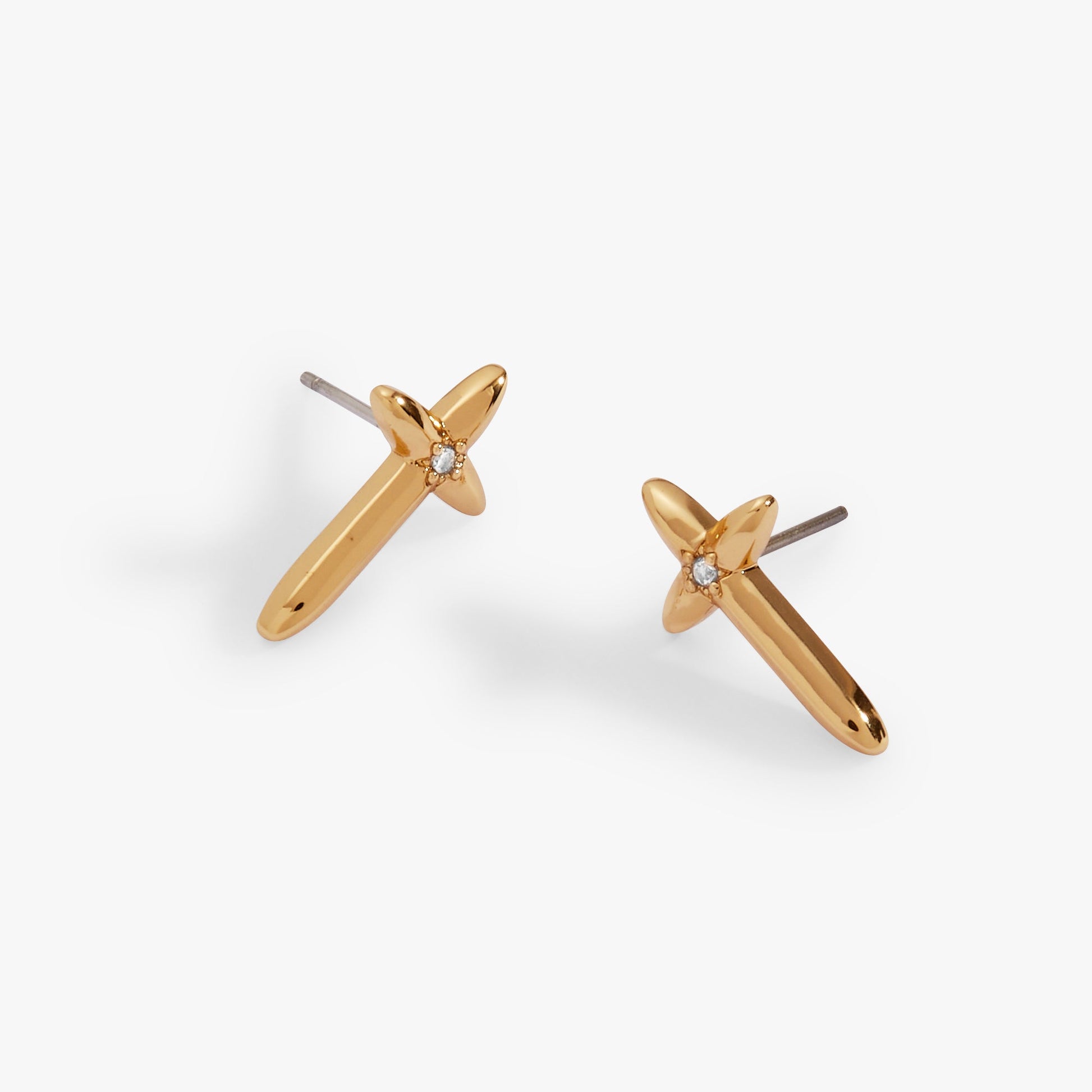 4:13 Cross Stud Earrings Gold