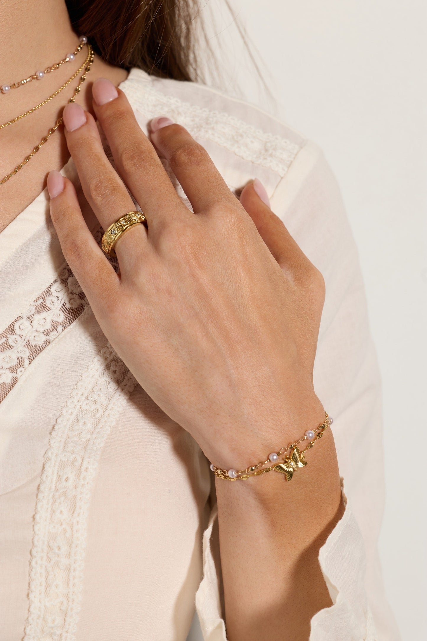 Festival Double Strand Butterfly Bracelet Gold