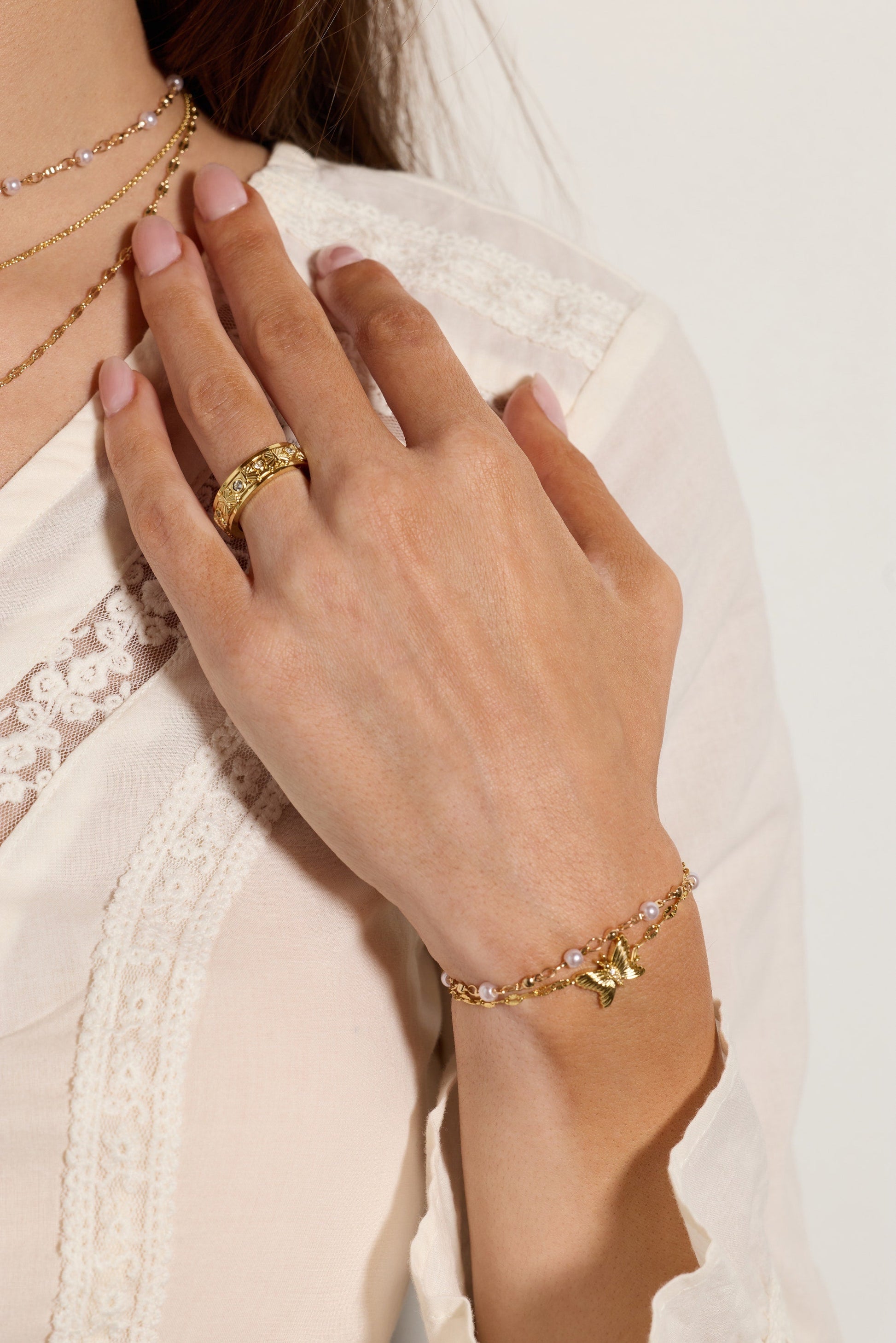 Festival Double Strand Butterfly Bracelet Gold