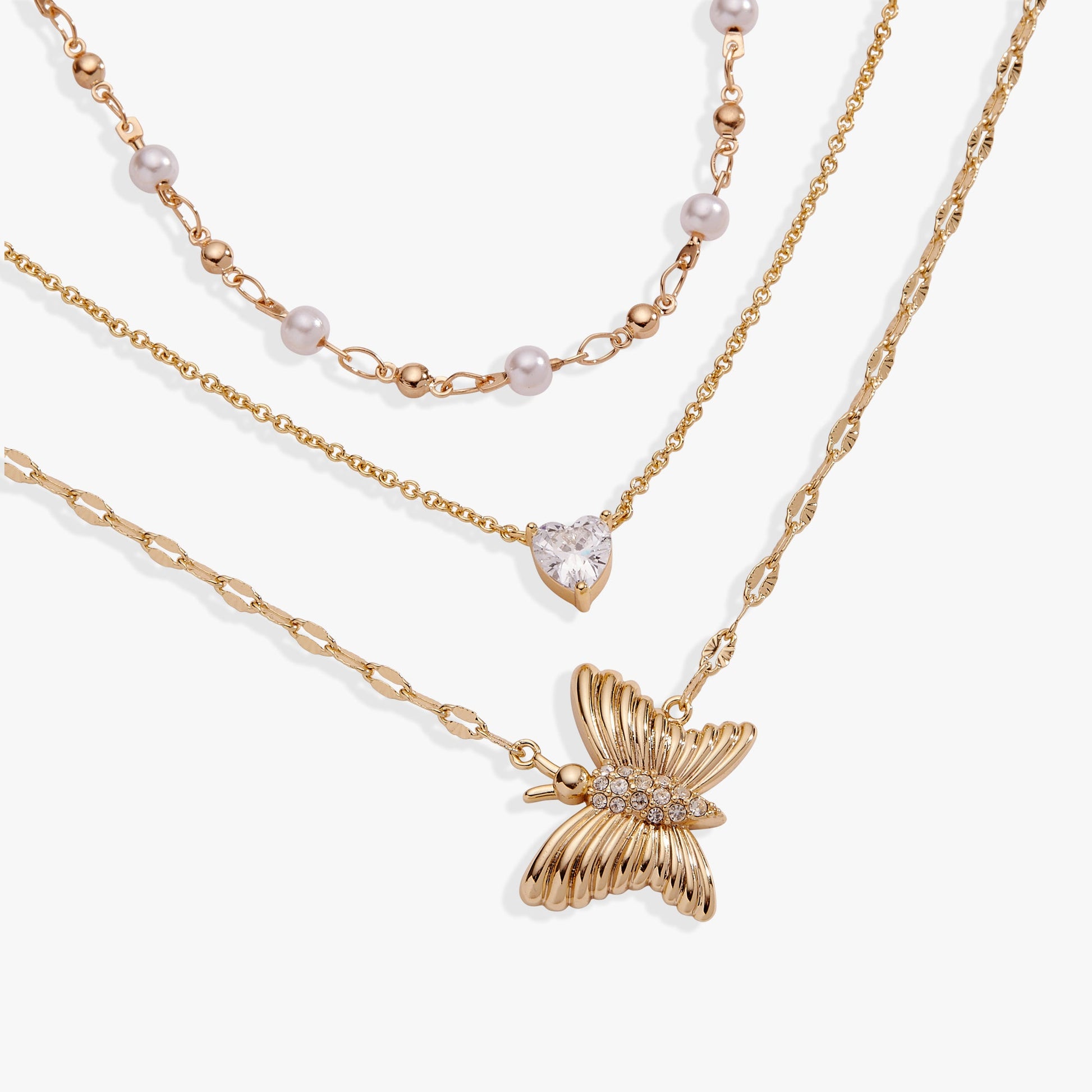 Festival Stranded Butterfly Necklace Gold