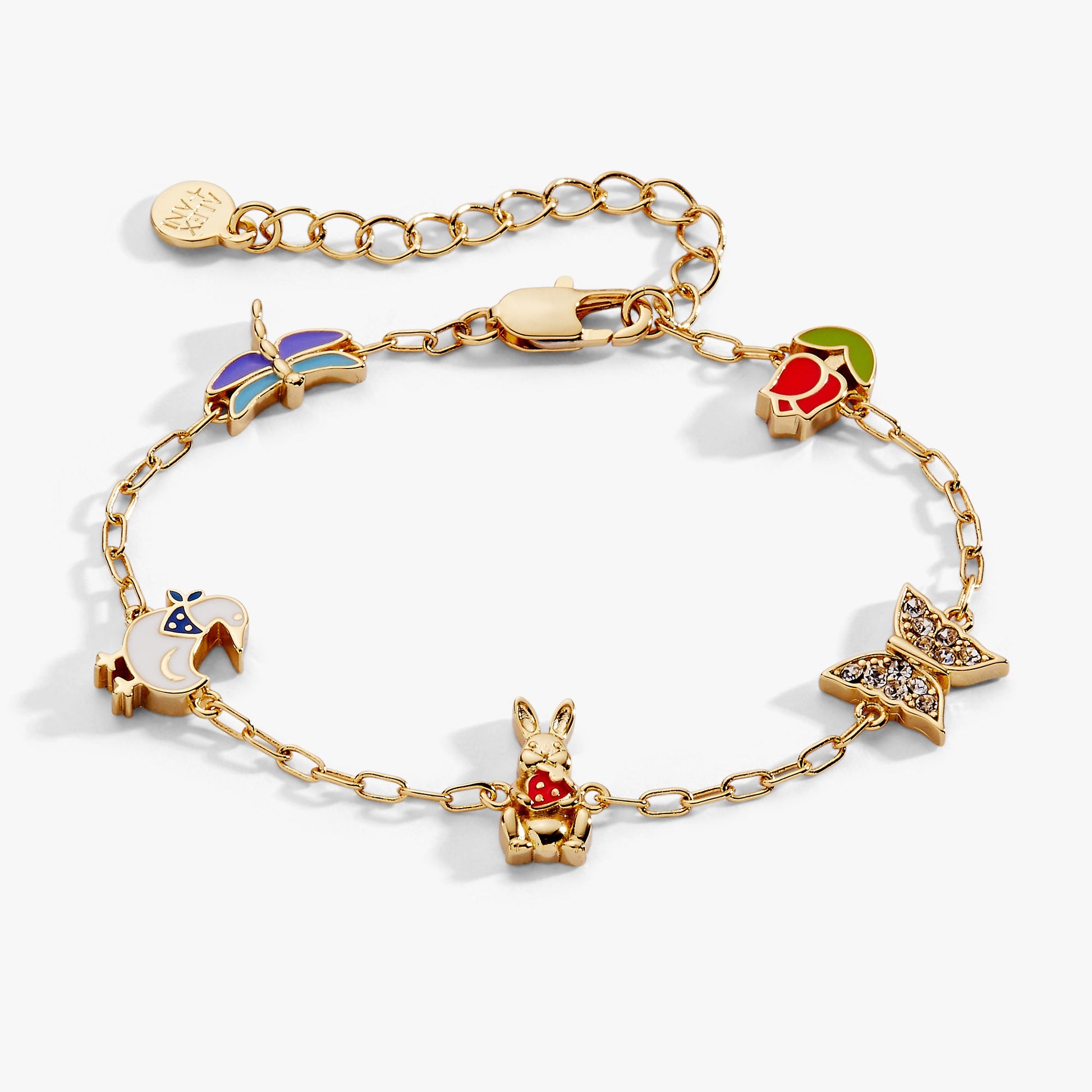Garden Party Inline Charm Bracelet Gold