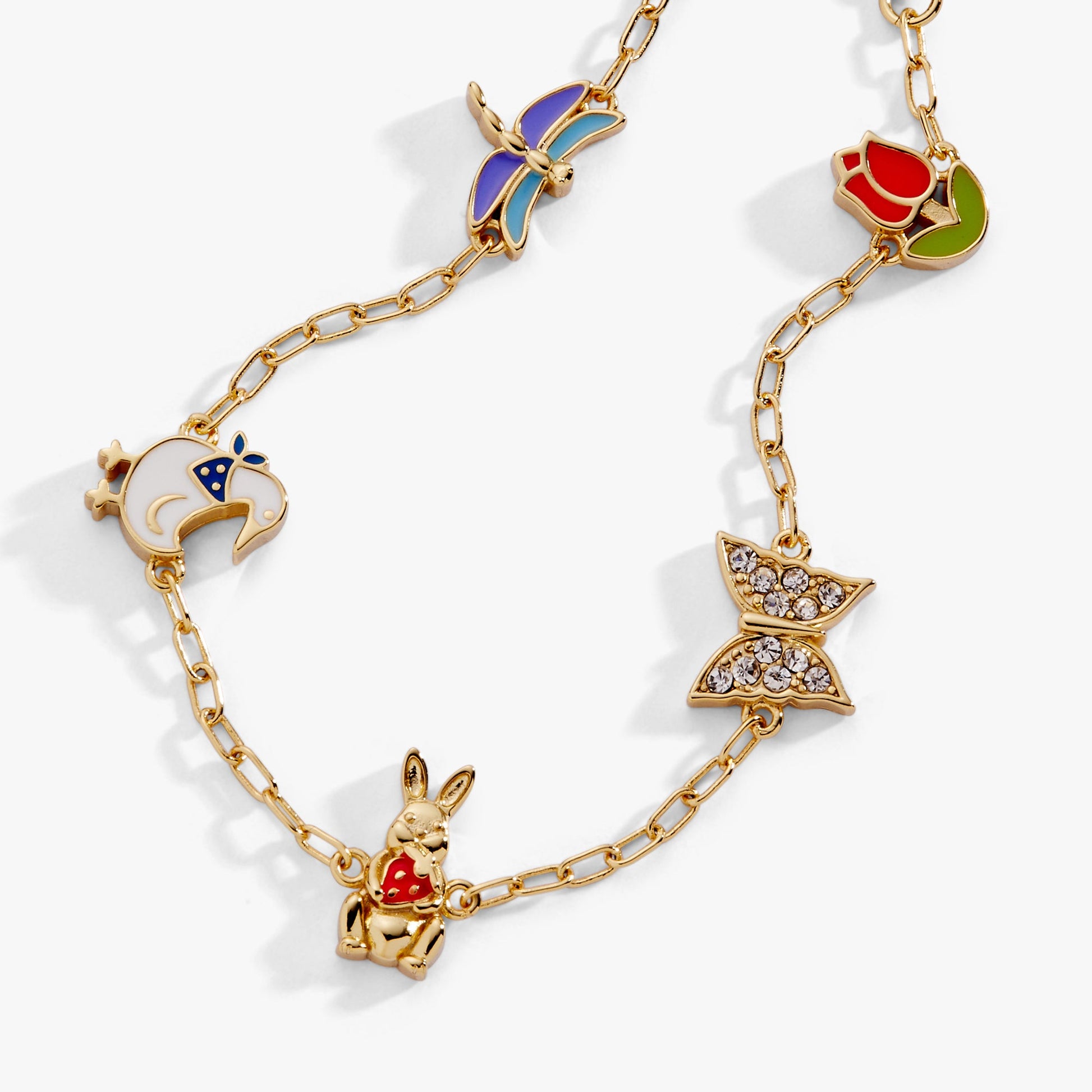 Garden Party Inline Charm Bracelet Gold