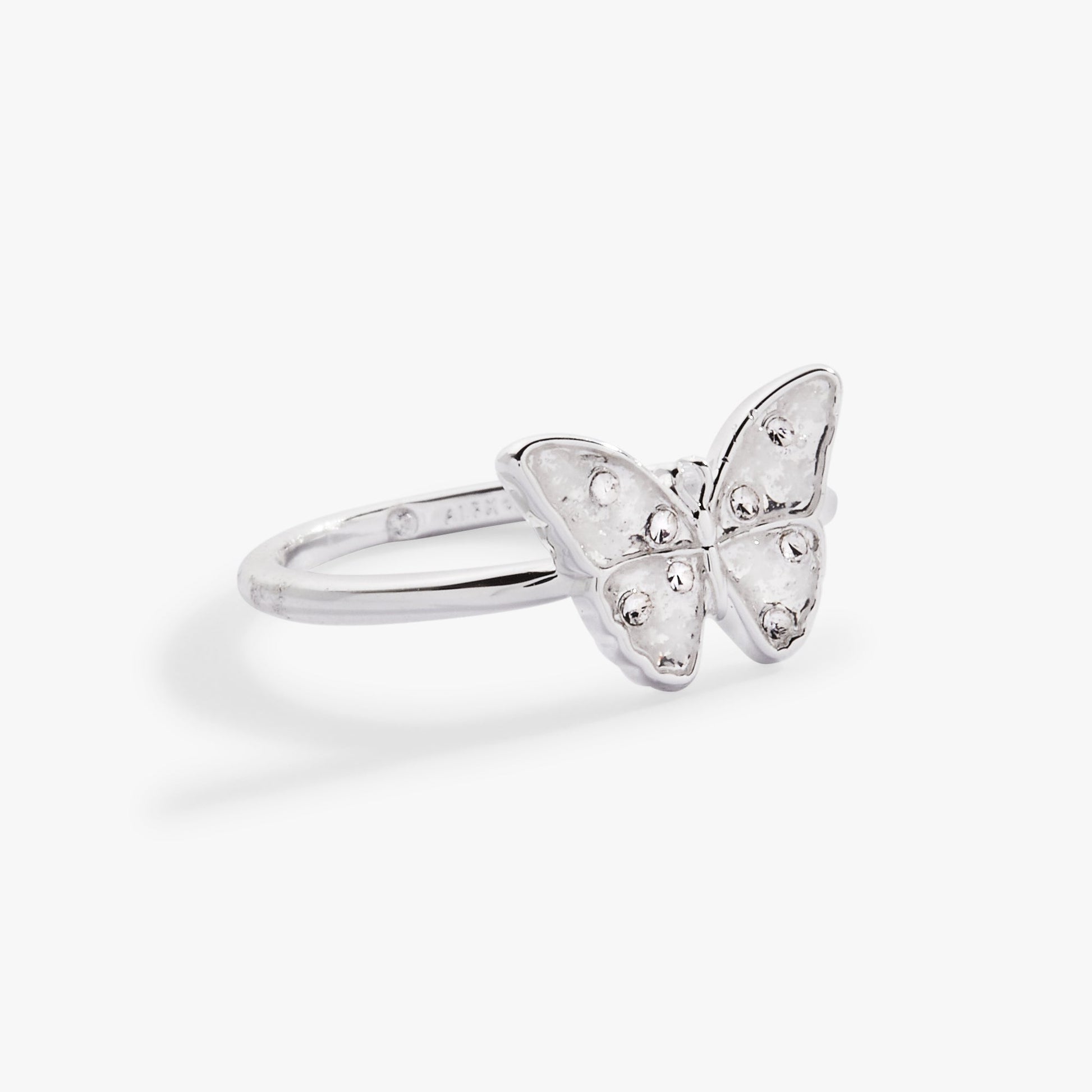 Glass Butterfly Statement Ring Silver