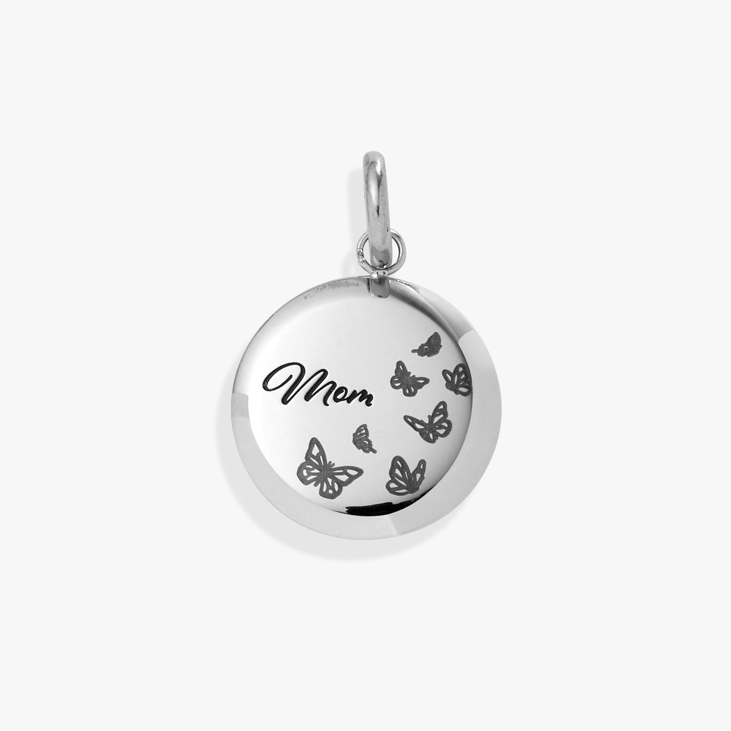 Mom Butterfly Disc Charm Stainless Steel Gold