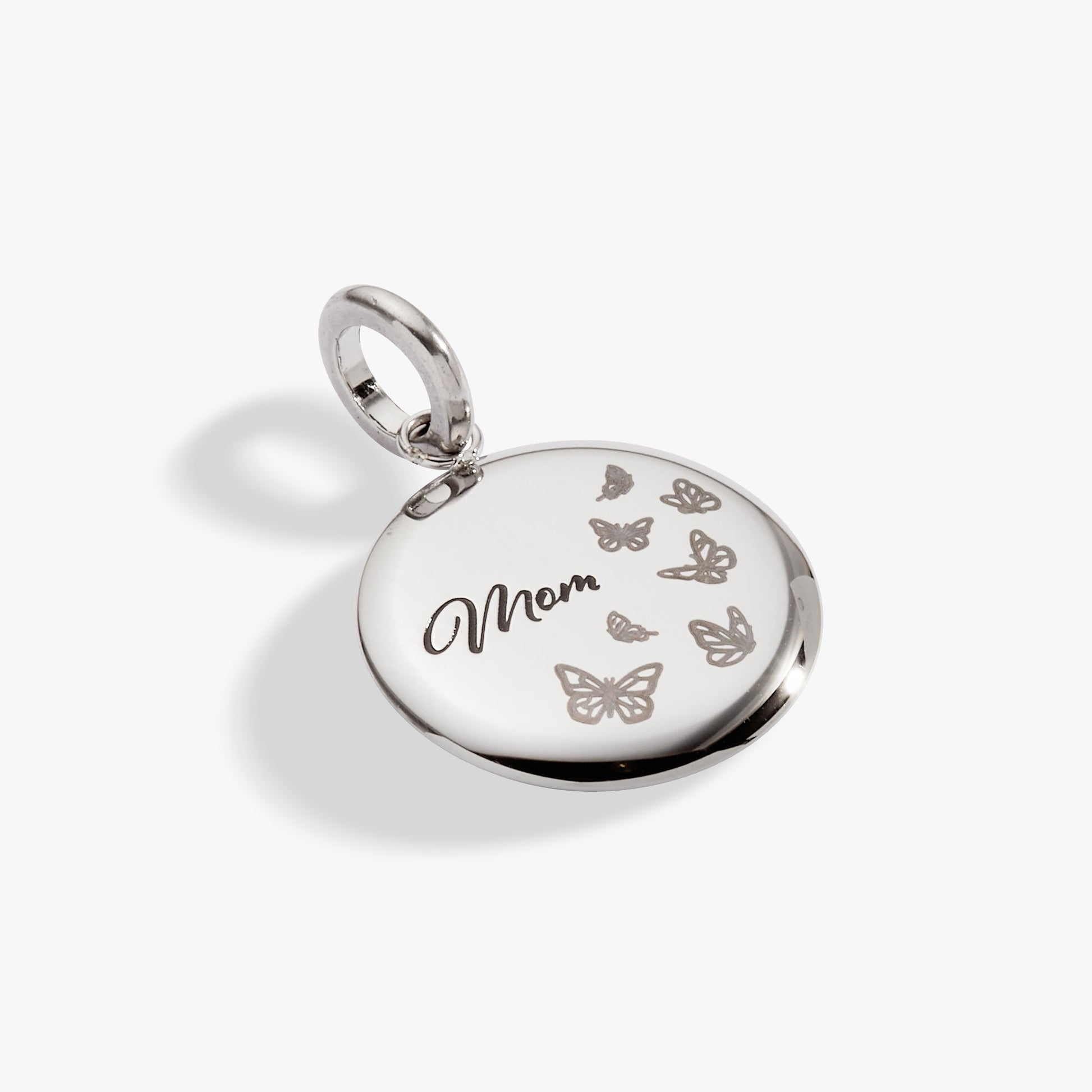 Mom Butterfly Disc Charm Stainless Steel Gold