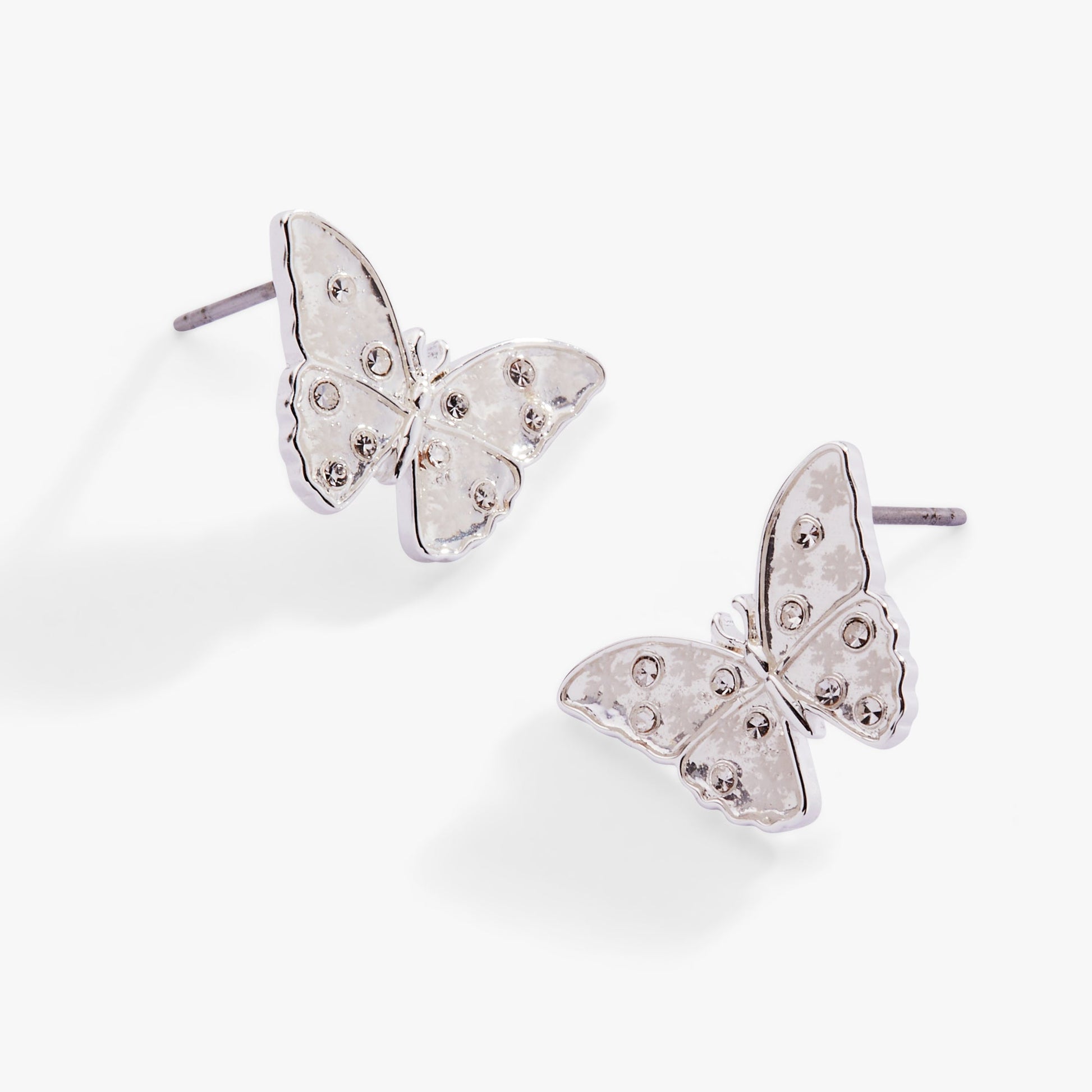 Glass Butterfly Statement Stud Silver