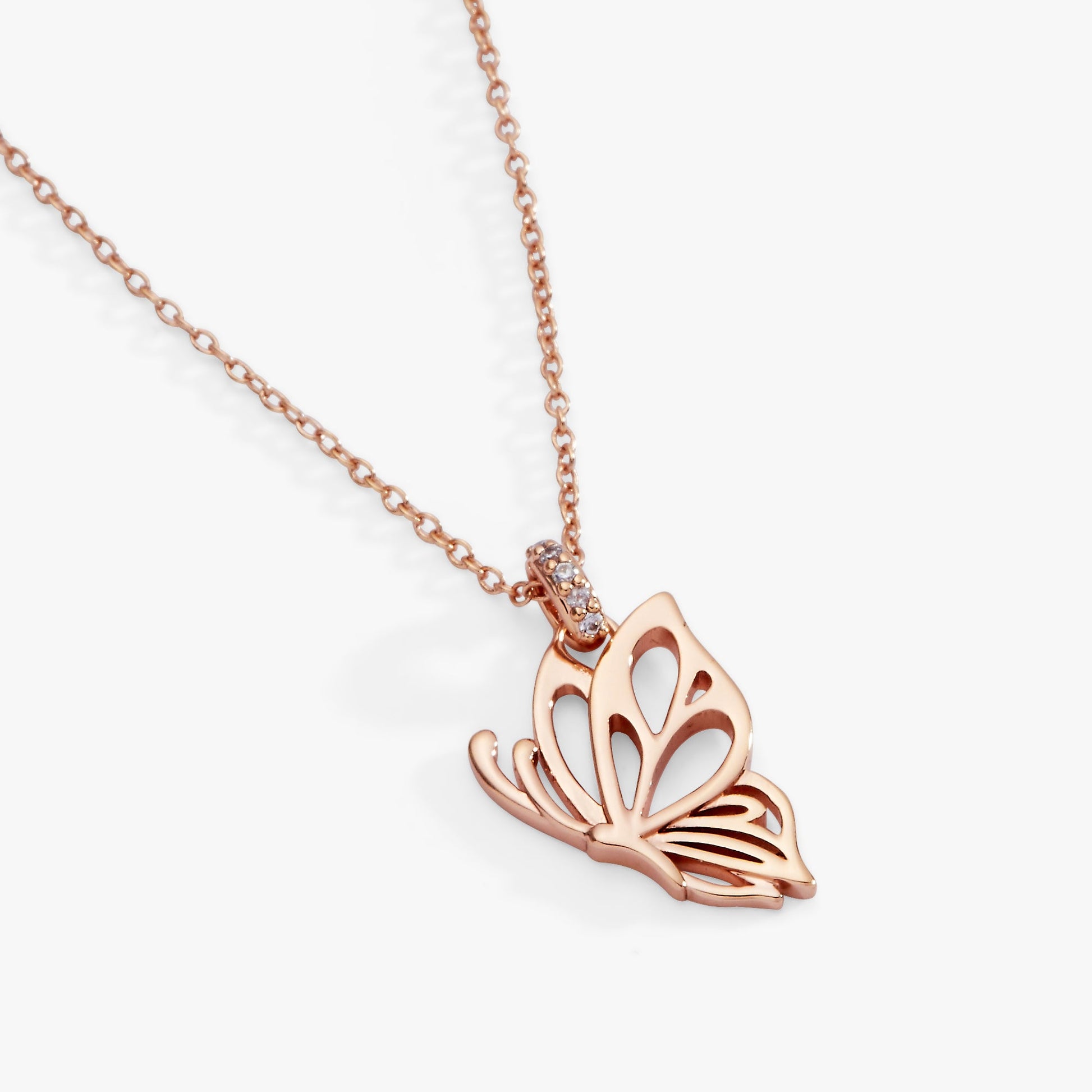 Goliath Openwork Butterfly Pendant Rose Silver