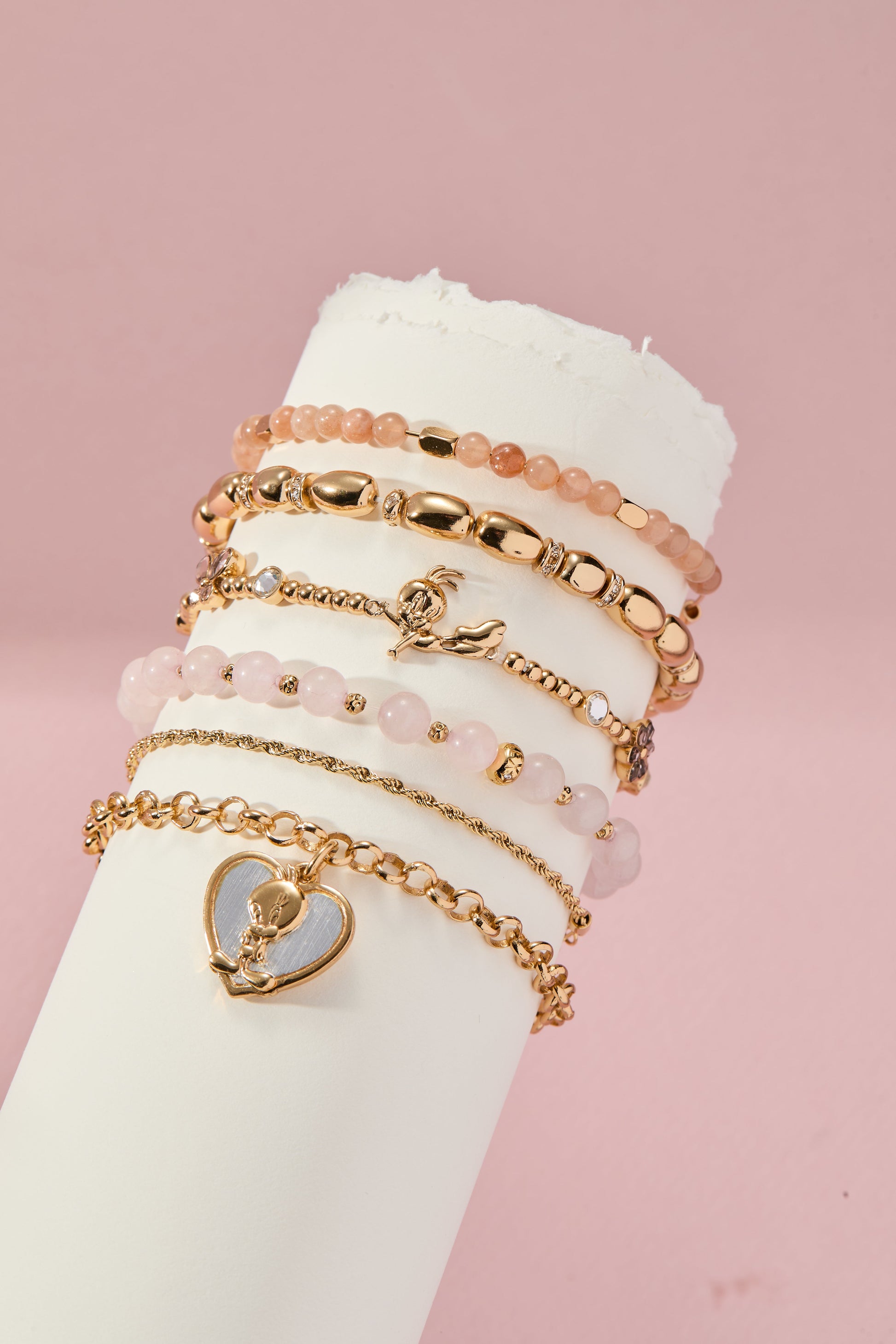 Looney Tunes - Tweety Beaded Stretch Bracelet Gold