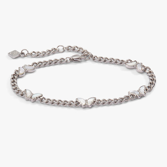 Butterfly Curb Chain Bracelet Stainless Steel Silver