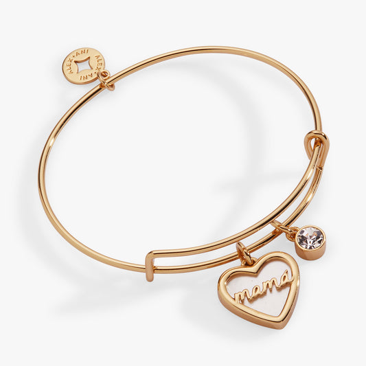 Mama Heart Charm Bangle Gold