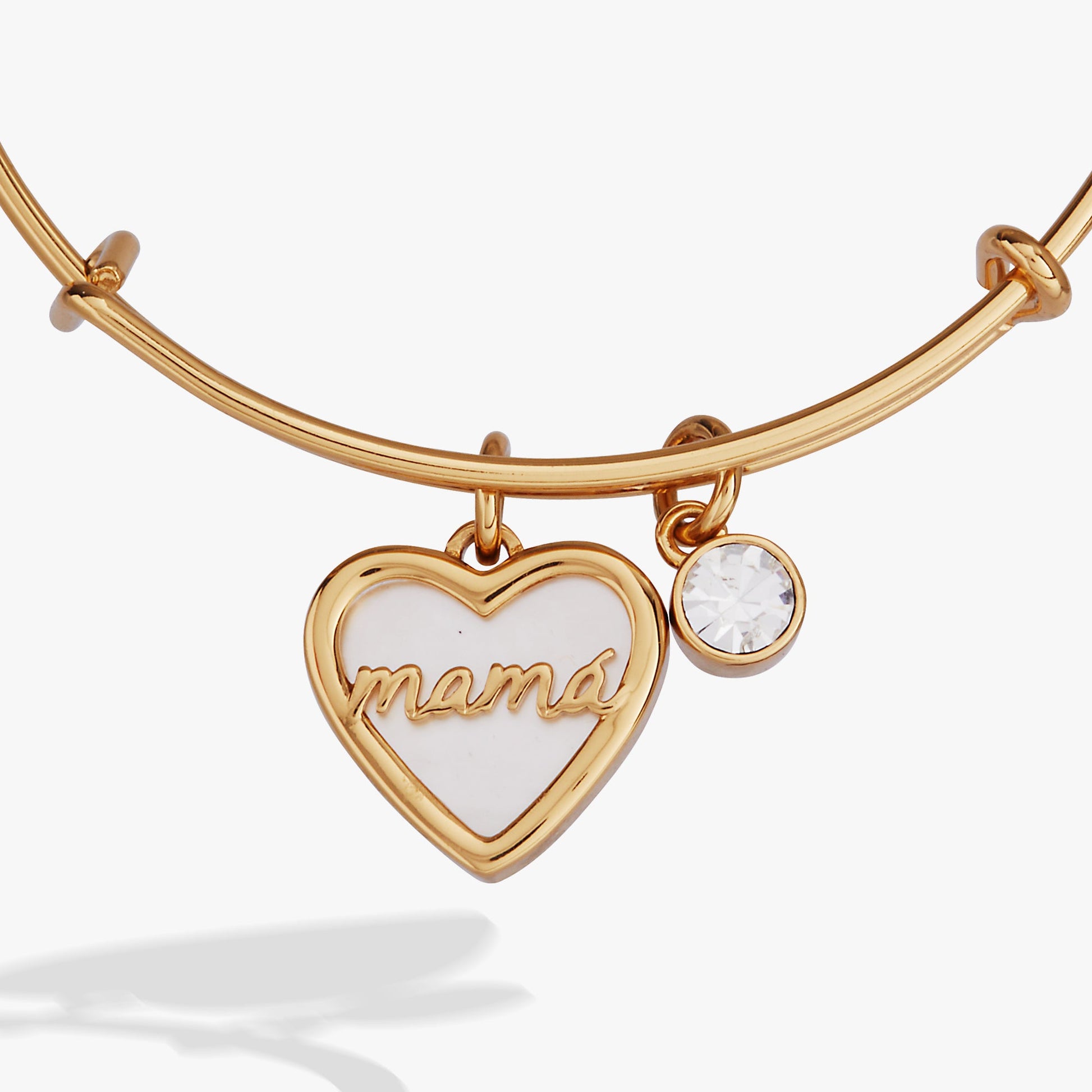 Mama Heart Charm Bangle Gold